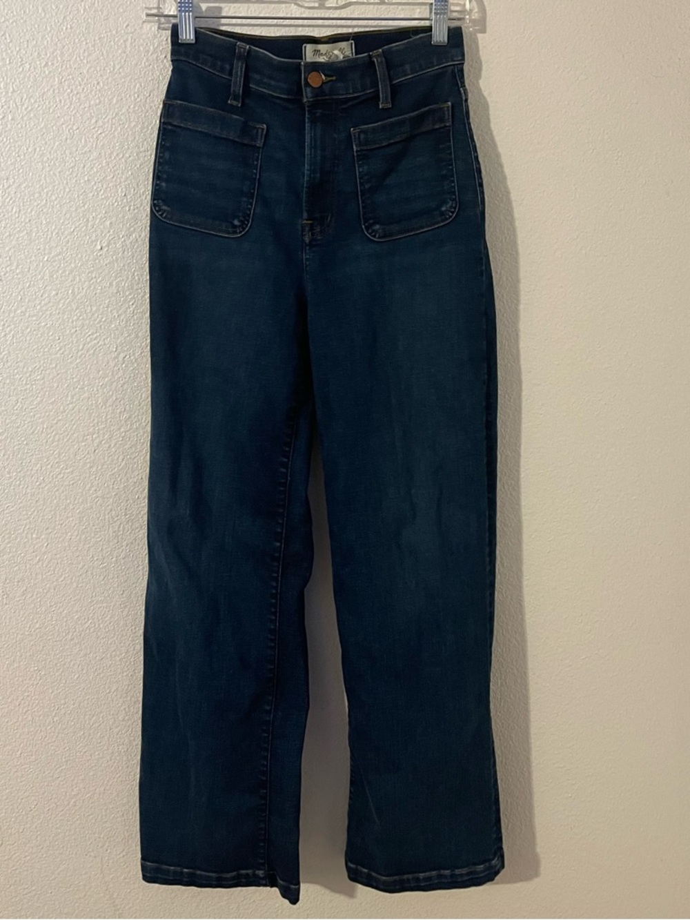 Madewell Dark Blue Wide-Leg Jeans with Front Patch Pockets- Emmett 26 X 30
